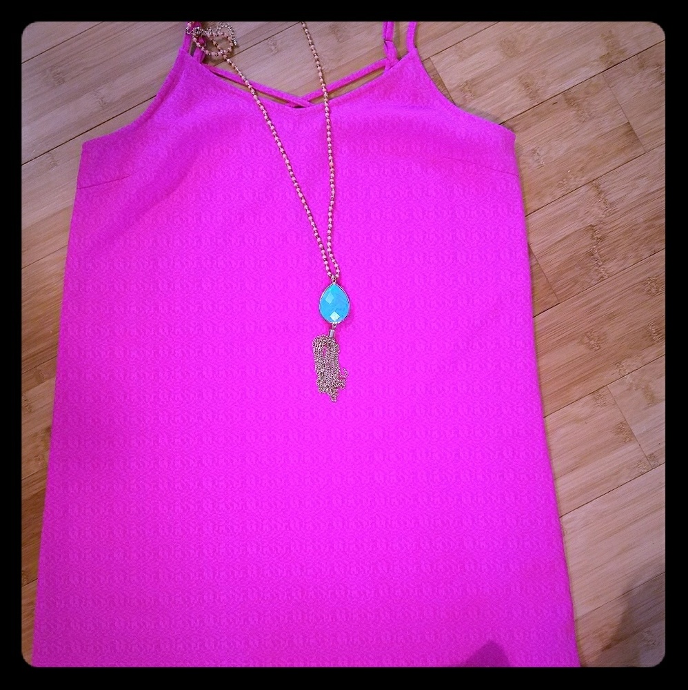 Skies Are Blue pink shift mini dress